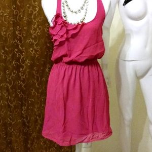 Eyelash Couture Magenta Pink Fuschia Chiffon Juniors Dress